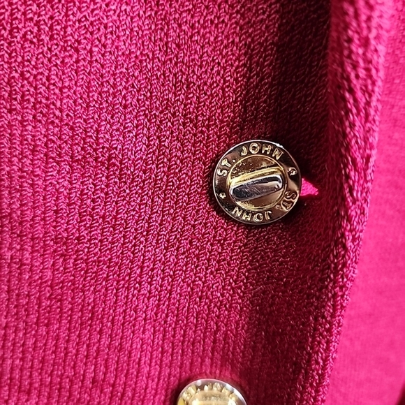 St. John Vintage Leather Trim Studded Sweater Blazer. Size 10 - Picture 16 of 16